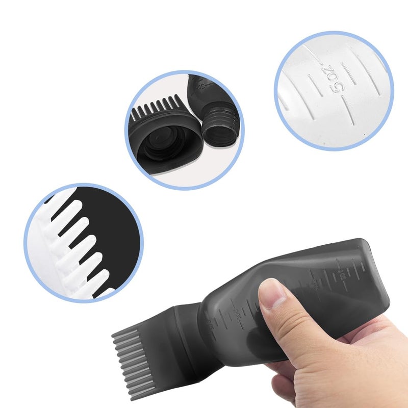 ELANE 4 Pcs Root Comb Applicator Bottle, 6oz, Hair Oil Applicator Bottle for Hair, Salon, Home, Travel (Black+White) - Image 3